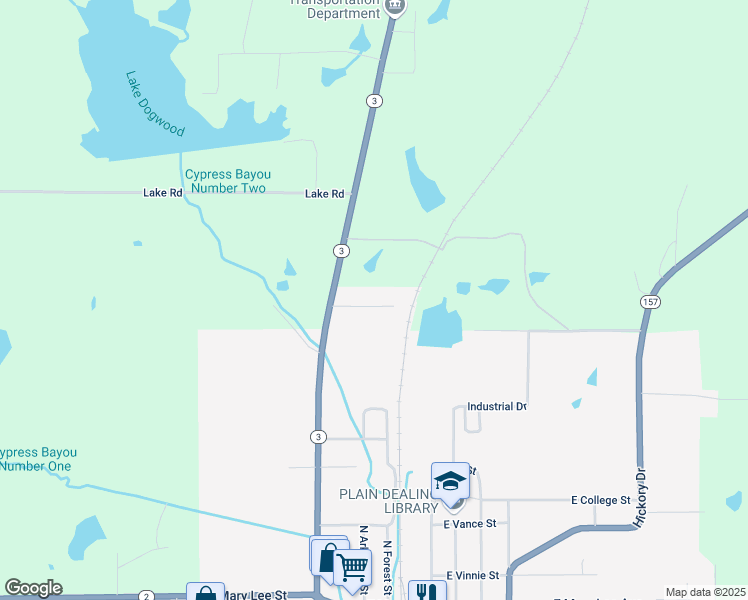 map of restaurants, bars, coffee shops, grocery stores, and more near 316 Crestview Drive in Plain Dealing