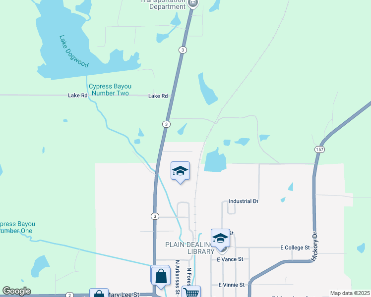map of restaurants, bars, coffee shops, grocery stores, and more near 316 Crestview Drive in Plain Dealing