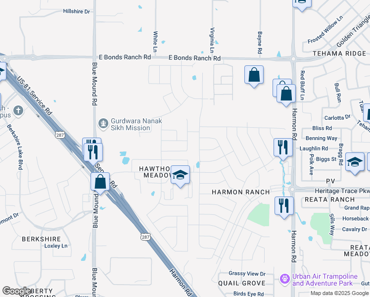 map of restaurants, bars, coffee shops, grocery stores, and more near 1149 Metaline Trail in Fort Worth