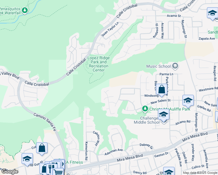 map of restaurants, bars, coffee shops, grocery stores, and more near 7234 Canyon Hill Court in San Diego
