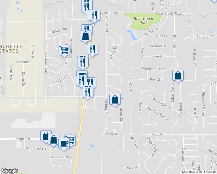 map of restaurants, bars, coffee shops, grocery stores, and more near 212 Flanigan Hill Drive in Keller