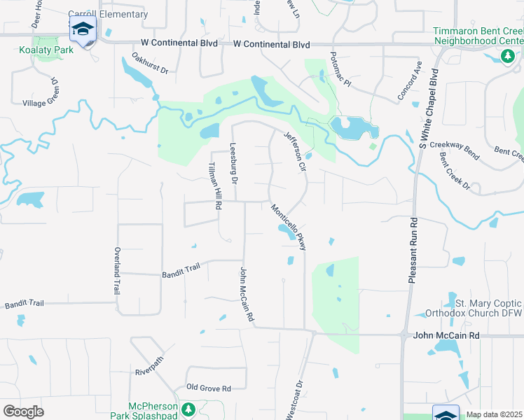 map of restaurants, bars, coffee shops, grocery stores, and more near Lincoln Court in Colleyville