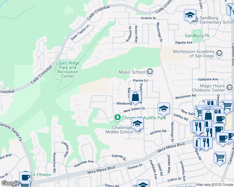 map of restaurants, bars, coffee shops, grocery stores, and more near 10948 Barbados Way in San Diego