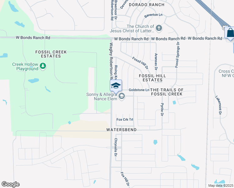 map of restaurants, bars, coffee shops, grocery stores, and more near 648 Tierra Vista Way in Fort Worth
