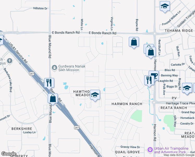 map of restaurants, bars, coffee shops, grocery stores, and more near 1149 Metaline Trail in Fort Worth