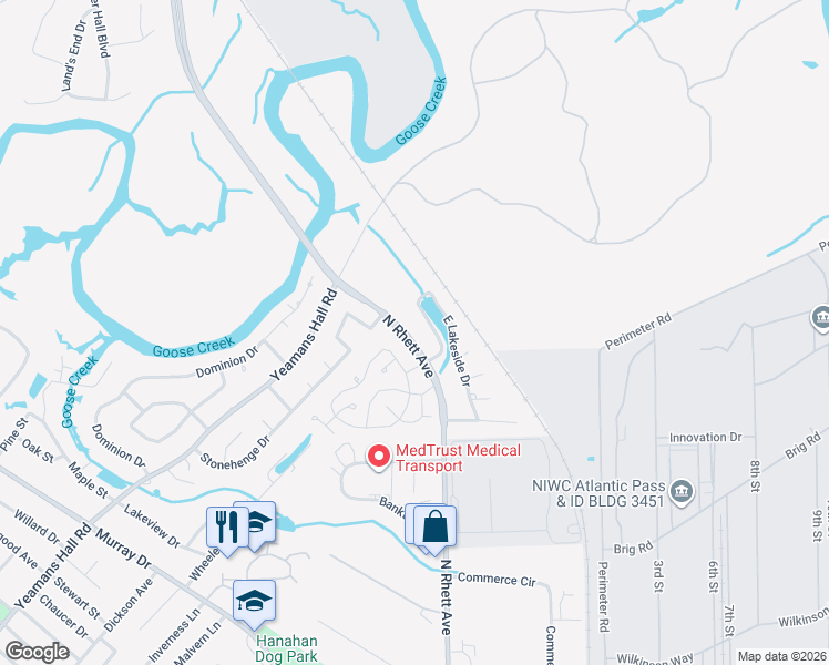 map of restaurants, bars, coffee shops, grocery stores, and more near 5887 North Rhett Avenue in Hanahan