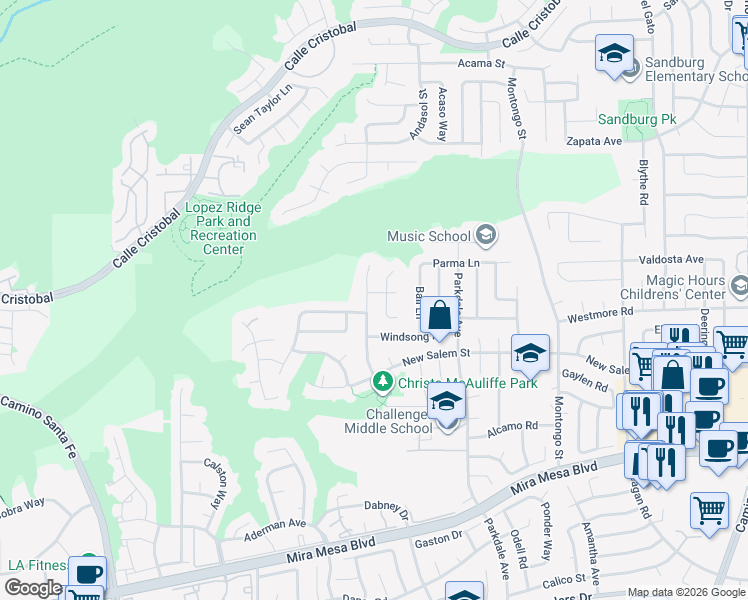 map of restaurants, bars, coffee shops, grocery stores, and more near 10965 Barbados Way in San Diego