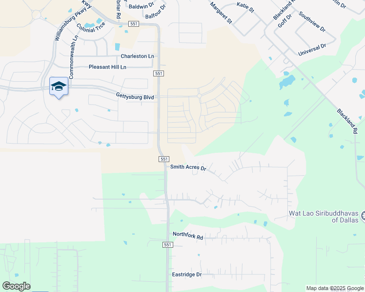 map of restaurants, bars, coffee shops, grocery stores, and more near 1 Smith Drive in Royse City