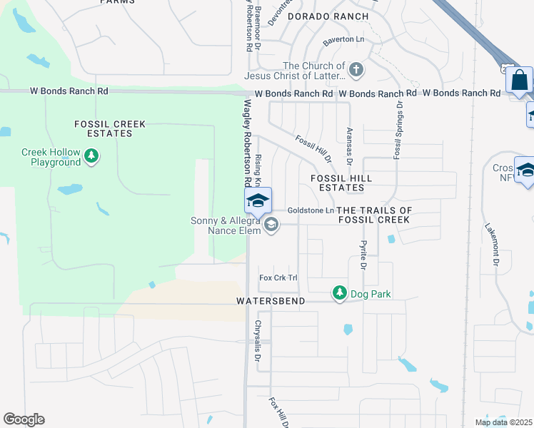 map of restaurants, bars, coffee shops, grocery stores, and more near 648 Tierra Vista Way in Fort Worth