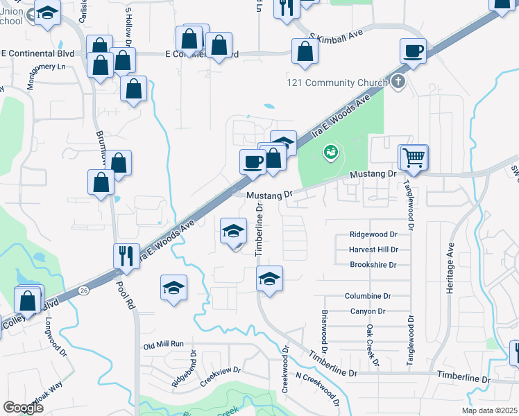 map of restaurants, bars, coffee shops, grocery stores, and more near 3501 Timberline Drive in Grapevine