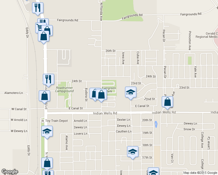 map of restaurants, bars, coffee shops, grocery stores, and more near 2200 North Florida Avenue in Alamogordo