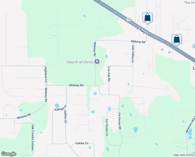 map of restaurants, bars, coffee shops, grocery stores, and more near 6340 Midway Road in Springtown