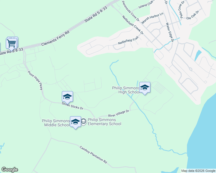 map of restaurants, bars, coffee shops, grocery stores, and more near Unnamed Road in Charleston