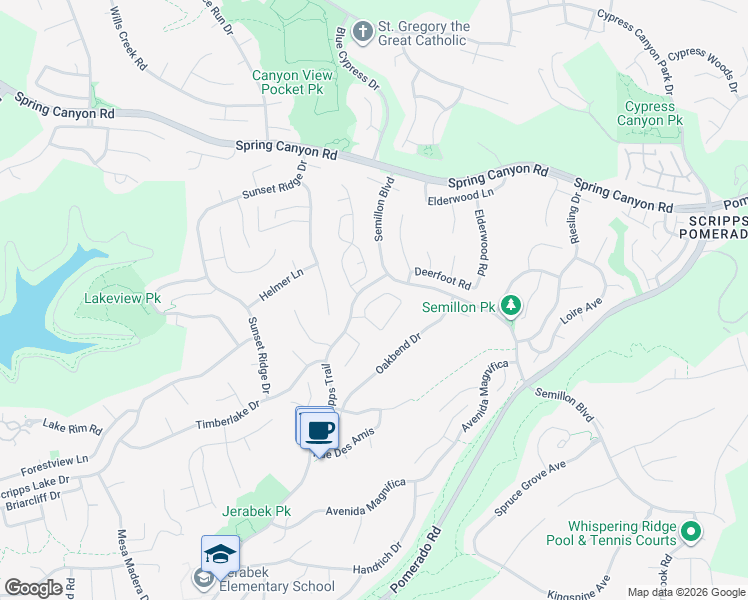 map of restaurants, bars, coffee shops, grocery stores, and more near 11866 Arborlake Way in San Diego