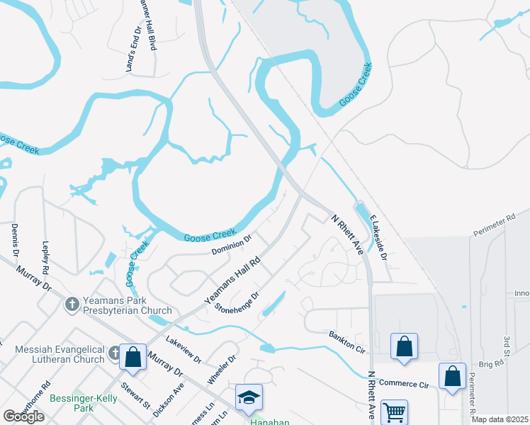 map of restaurants, bars, coffee shops, grocery stores, and more near 1010 Dominion Drive in Hanahan