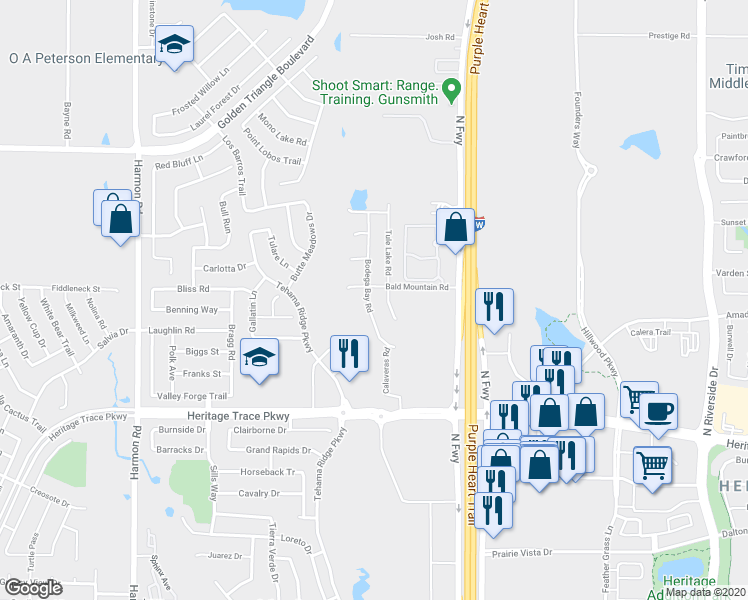 map of restaurants, bars, coffee shops, grocery stores, and more near 9832 Bodega Bay Road in Fort Worth