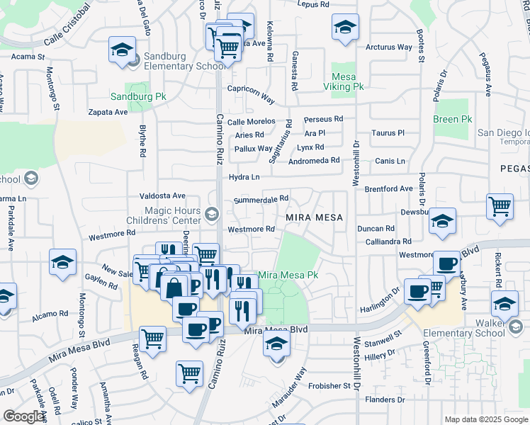 map of restaurants, bars, coffee shops, grocery stores, and more near in San Diego
