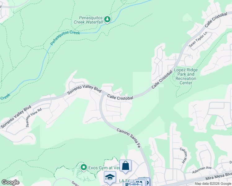map of restaurants, bars, coffee shops, grocery stores, and more near 11130 Taloncrest Way in San Diego