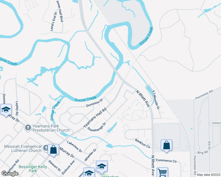 map of restaurants, bars, coffee shops, grocery stores, and more near 1010 Dominion Drive in Hanahan