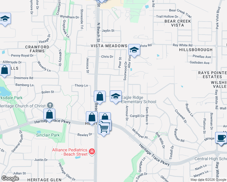 map of restaurants, bars, coffee shops, grocery stores, and more near 4612 Keith Drive in Fort Worth
