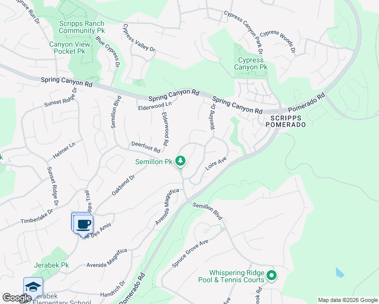 map of restaurants, bars, coffee shops, grocery stores, and more near 10772 Charbono Terrace in San Diego