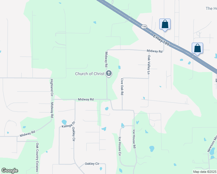 map of restaurants, bars, coffee shops, grocery stores, and more near 6340 Midway Road in Springtown