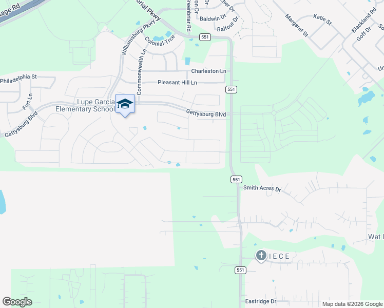 map of restaurants, bars, coffee shops, grocery stores, and more near 583 Bassett Hall Road in Fate