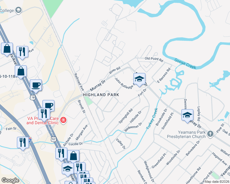 map of restaurants, bars, coffee shops, grocery stores, and more near 1106 Ruth Landolina Lane in Hanahan