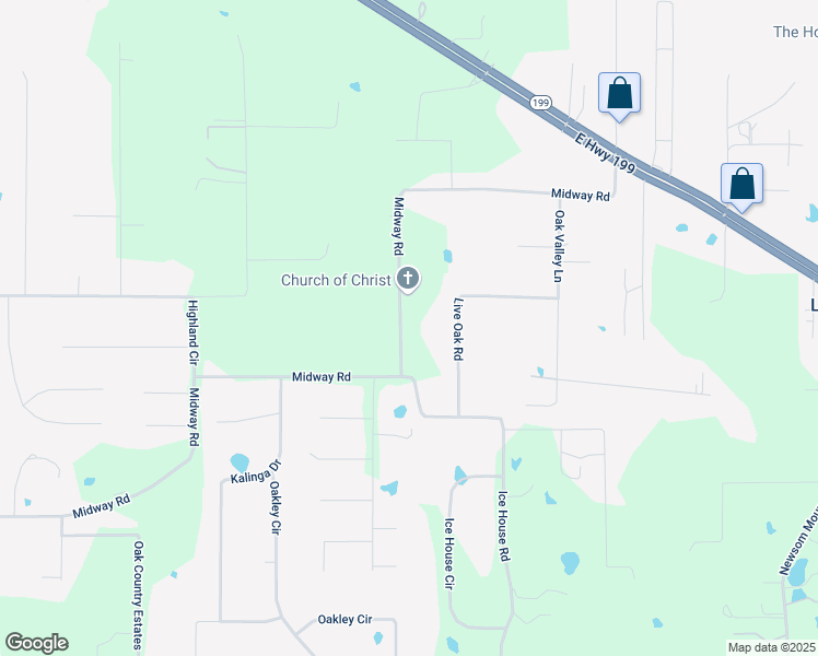 map of restaurants, bars, coffee shops, grocery stores, and more near 6340 Midway Road in Springtown