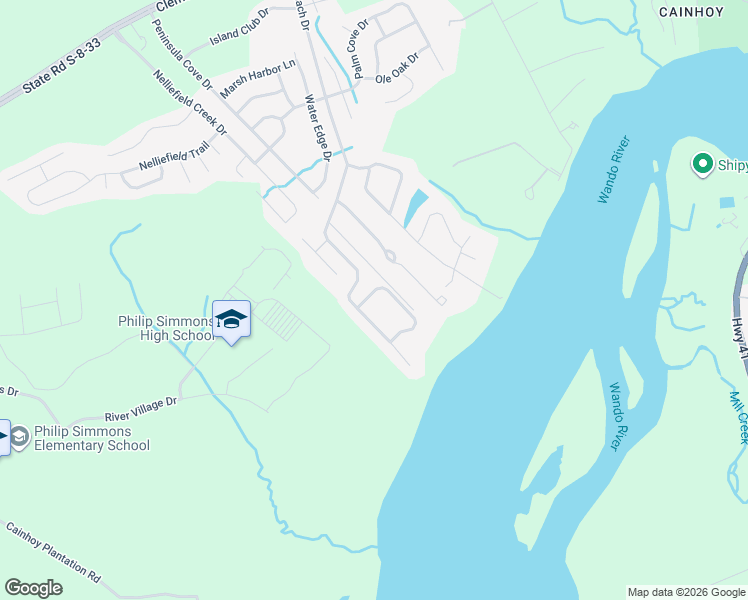 map of restaurants, bars, coffee shops, grocery stores, and more near 1005 Jervey Point Road in Charleston