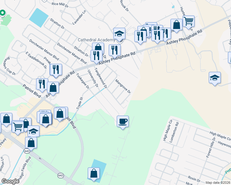 map of restaurants, bars, coffee shops, grocery stores, and more near 3977 Plumbranch Avenue in North Charleston