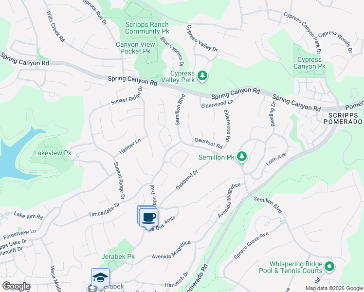 map of restaurants, bars, coffee shops, grocery stores, and more near 11866 Arborlake Way in San Diego