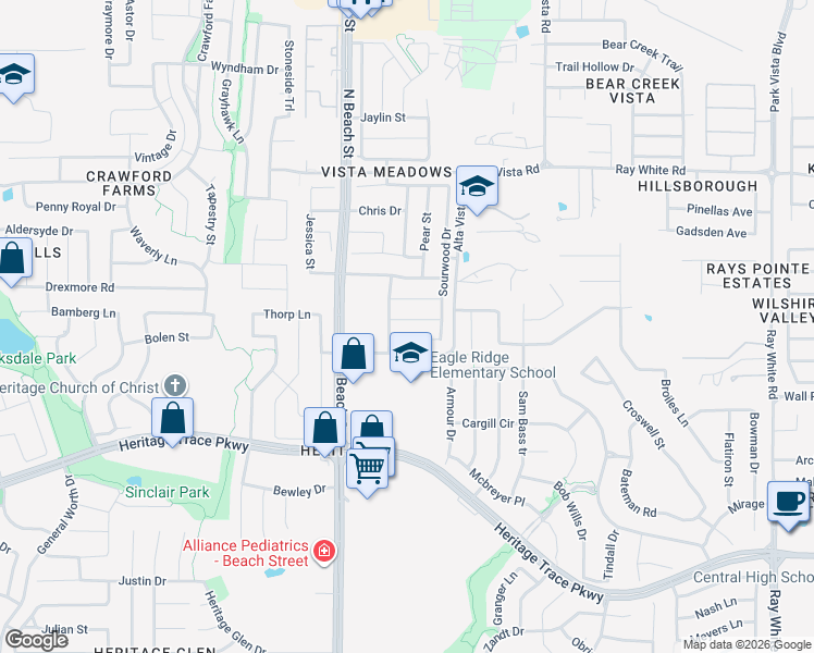 map of restaurants, bars, coffee shops, grocery stores, and more near 4612 Keith Drive in Fort Worth