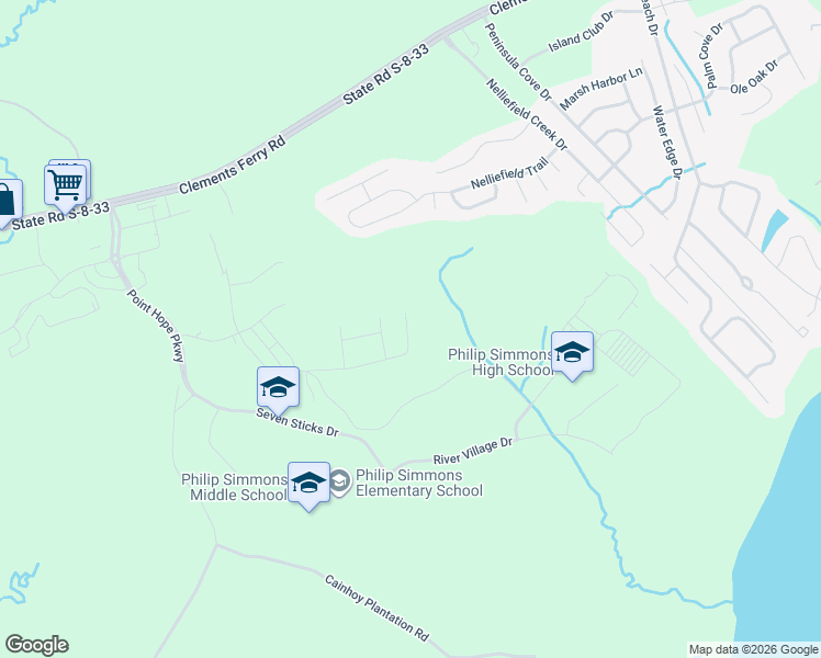 map of restaurants, bars, coffee shops, grocery stores, and more near Unnamed Road in Charleston