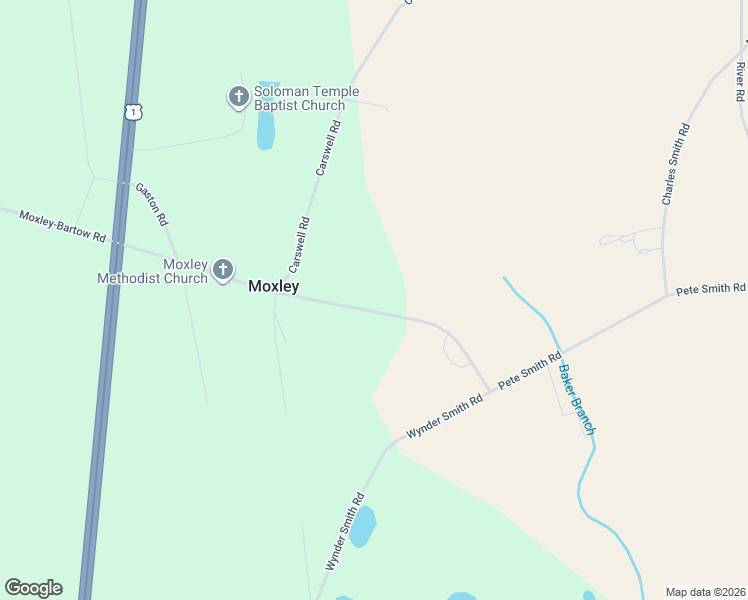 map of restaurants, bars, coffee shops, grocery stores, and more near 1607 Pete Smith Road in Wadley