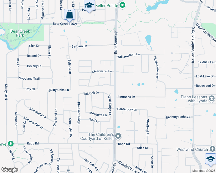 map of restaurants, bars, coffee shops, grocery stores, and more near 834 Forest Lakes Drive in Keller