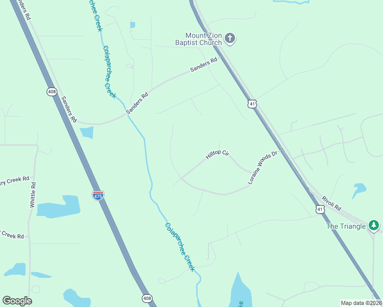 map of restaurants, bars, coffee shops, grocery stores, and more near 100-102 Hilltop Circle in Macon