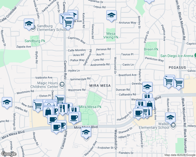 map of restaurants, bars, coffee shops, grocery stores, and more near in San Diego