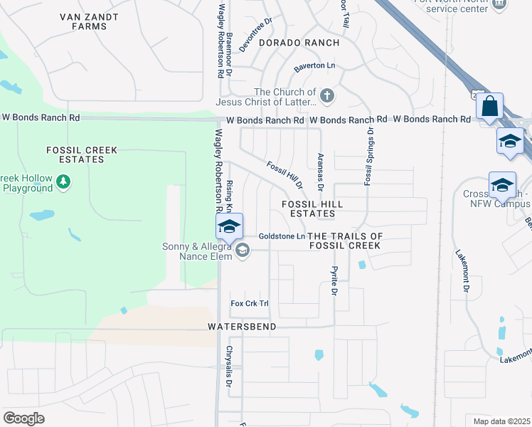 map of restaurants, bars, coffee shops, grocery stores, and more near 10449 Evening View Drive in Fort Worth