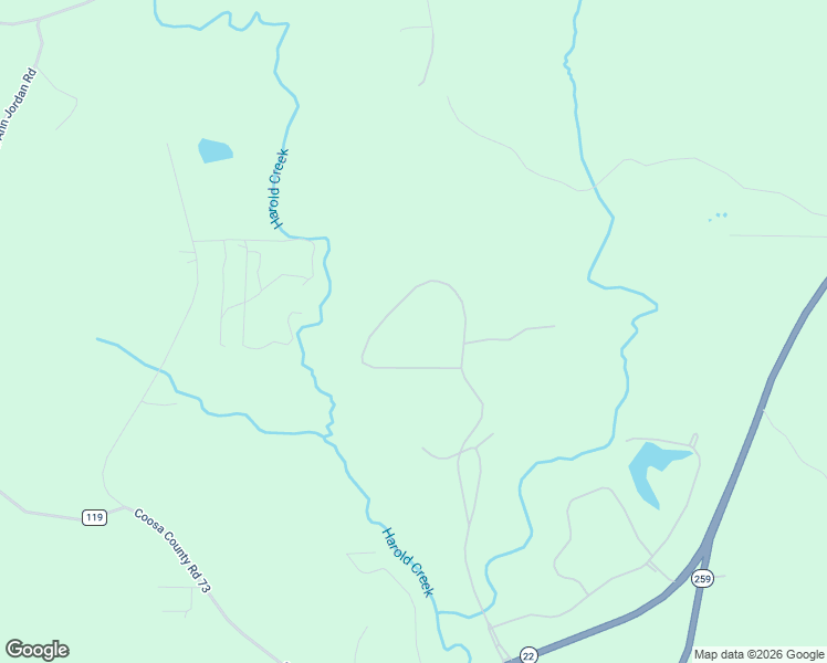 map of restaurants, bars, coffee shops, grocery stores, and more near 583-599 Cross Creek Road in Alexander City