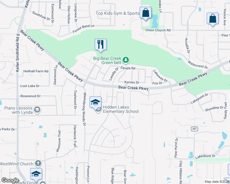 map of restaurants, bars, coffee shops, grocery stores, and more near 702 Glendale Drive in Keller