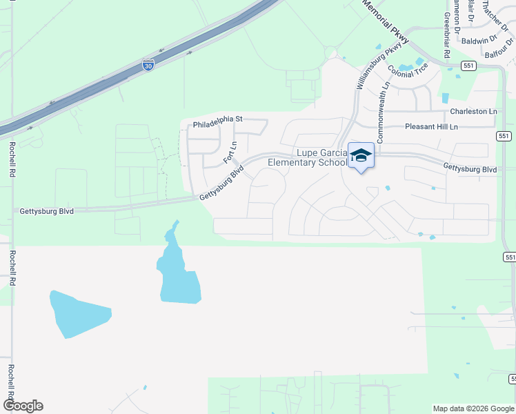 map of restaurants, bars, coffee shops, grocery stores, and more near Carolina Trace in Royse City