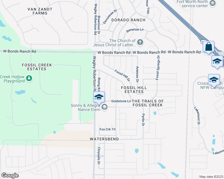 map of restaurants, bars, coffee shops, grocery stores, and more near 10436 Hideaway Trail in Fort Worth