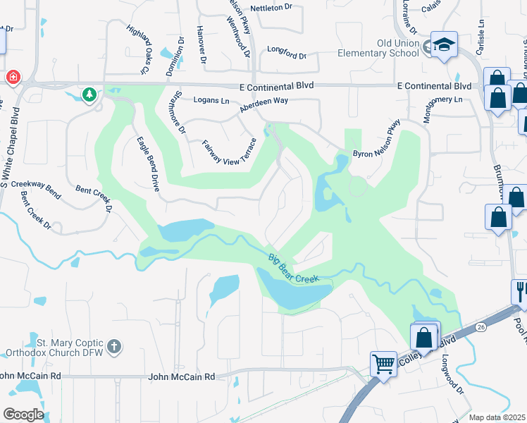 map of restaurants, bars, coffee shops, grocery stores, and more near 615 Chandon Court in Southlake