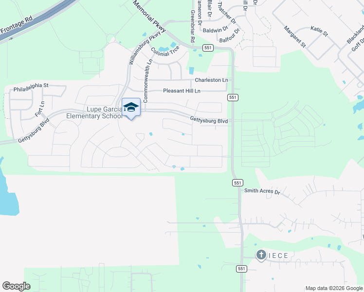 map of restaurants, bars, coffee shops, grocery stores, and more near 617 England Street in Fate
