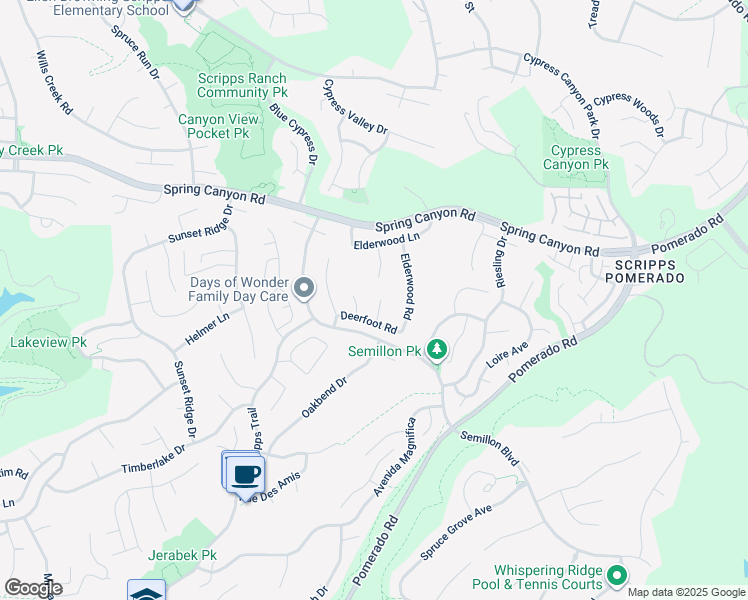 map of restaurants, bars, coffee shops, grocery stores, and more near 10836 Cloverfield Point in San Diego