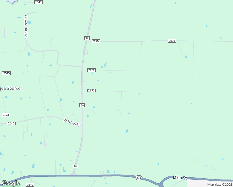 map of restaurants, bars, coffee shops, grocery stores, and more near 1843 County Road 2290 in Quinlan