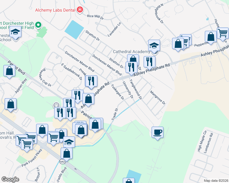 map of restaurants, bars, coffee shops, grocery stores, and more near 115 Lincoln Avenue in Charleston