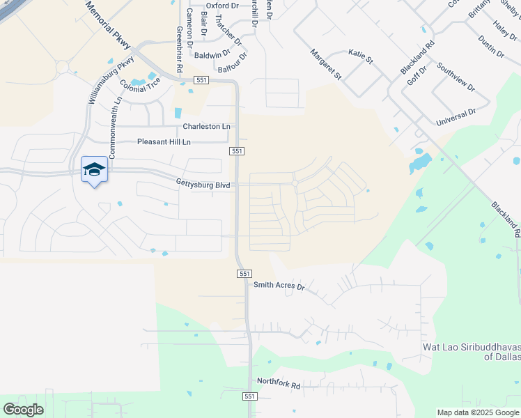 map of restaurants, bars, coffee shops, grocery stores, and more near 2758 Farm to Market Road 551 in Royse City