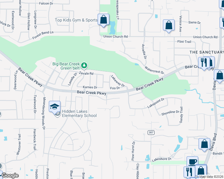 map of restaurants, bars, coffee shops, grocery stores, and more near 2204 Frio Dr in Keller